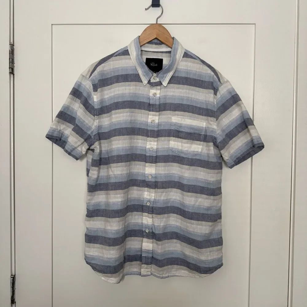 Rails Fairfax Tabernas Shadow Shirt Mens Sz XL Blue Striped Short Sleeve Resort